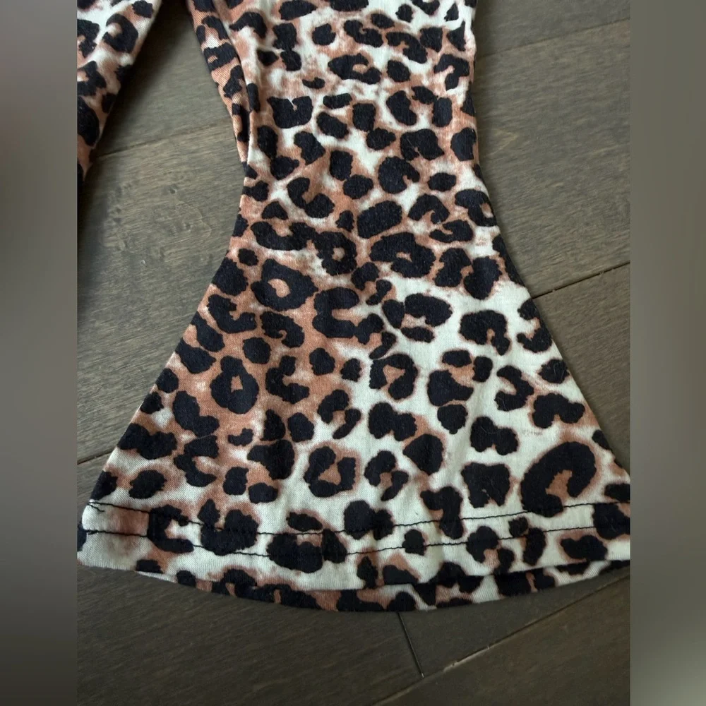 Leopard Print Flared Overalls - Picture 2 of 11
